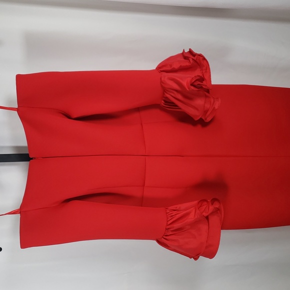 Eliza J Red Ruffled-Cuff Off-The-Shoulder Cocktail Dress - SZ 4 - NWT - Picture 11 of 13